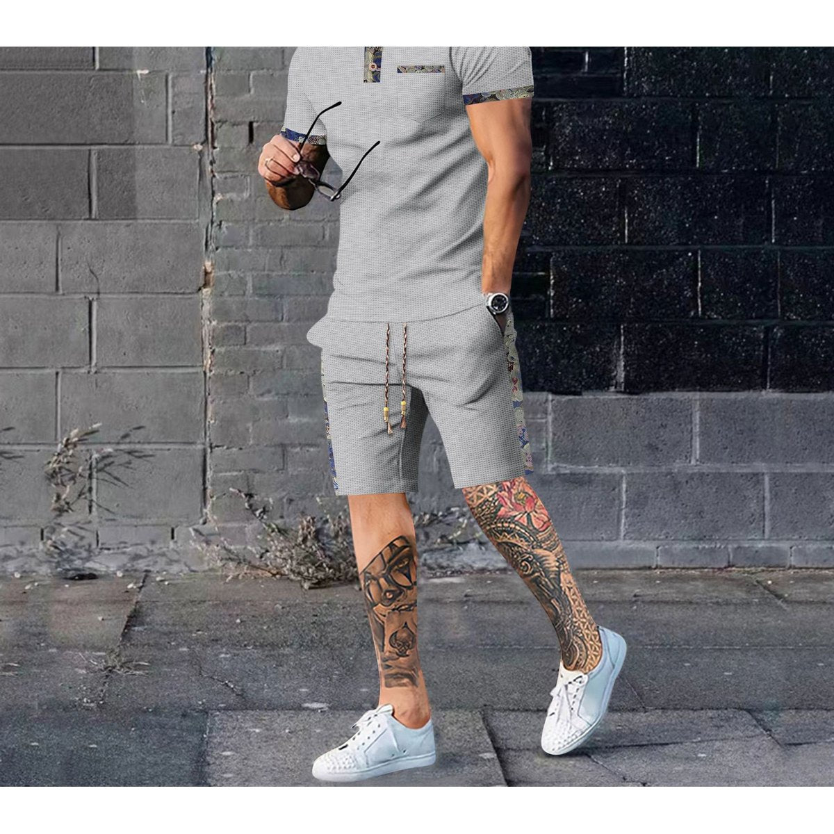 Men's Casual Shirt and Shorts Set