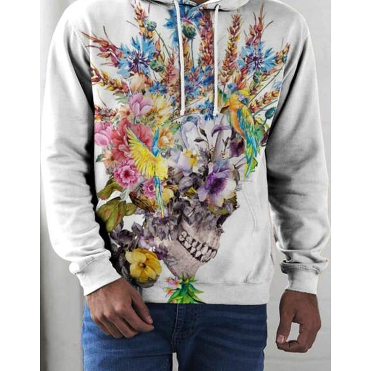 Men's Comfort Polyester Loose Print Hoodie