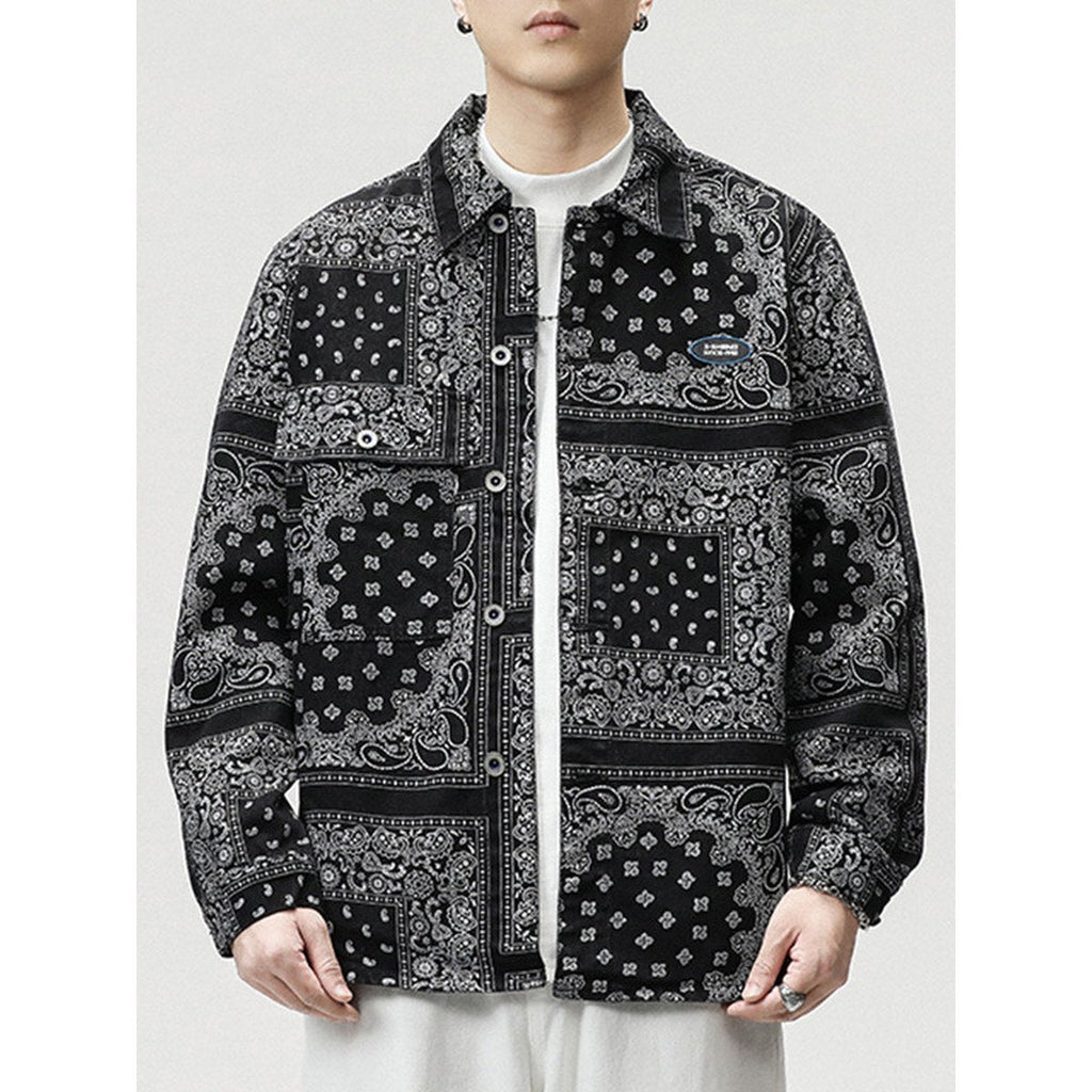 Men's Full Printed Loose Denim Jacket