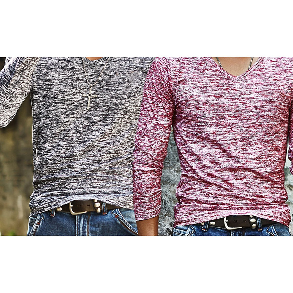 Men's Long Sleeve T-shirt Round-neck Slim Fit