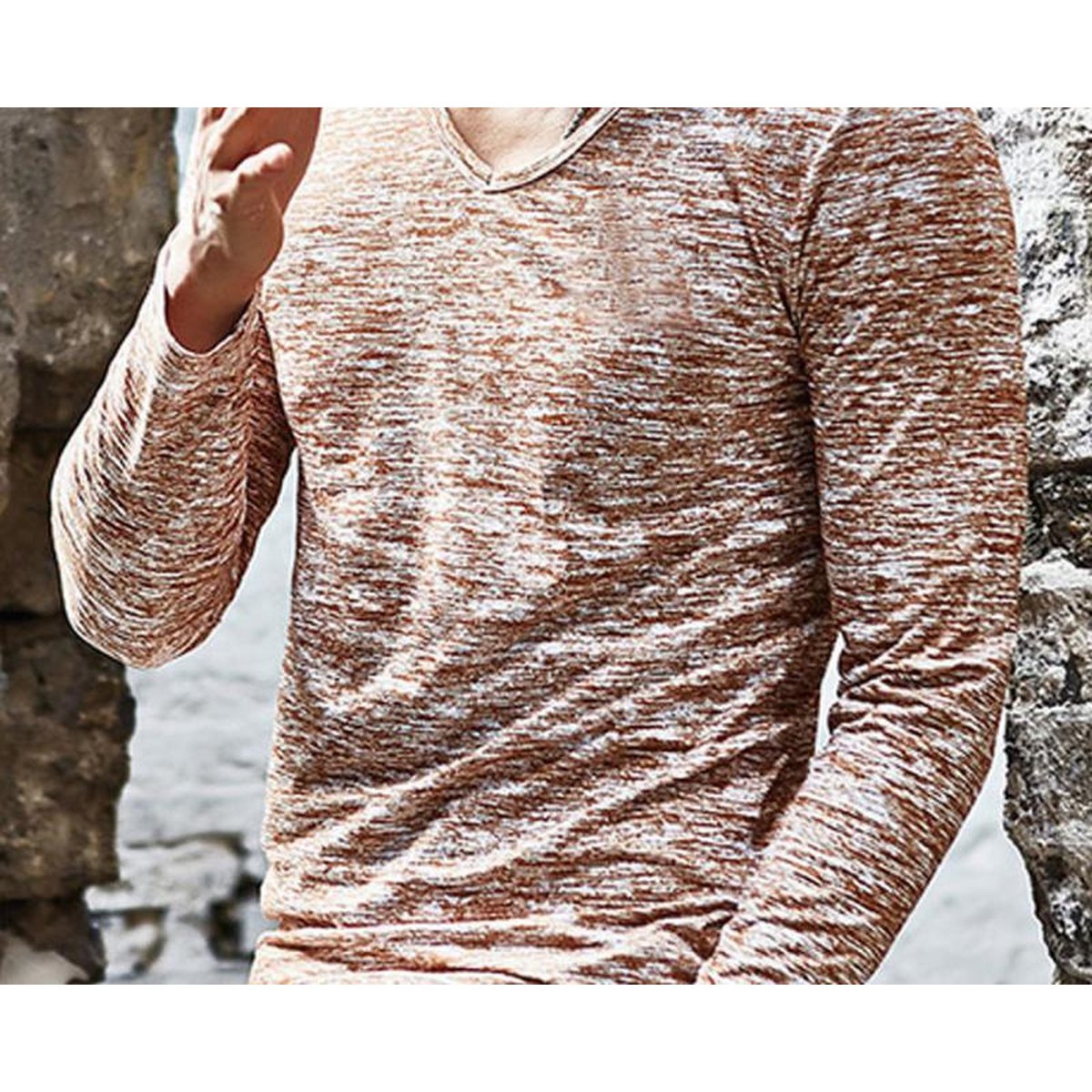 Men's Long Sleeve T-shirt Round-neck Slim Fit