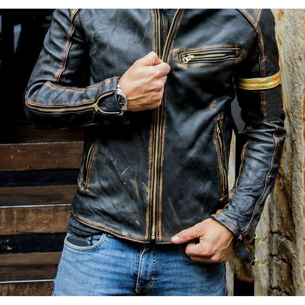 Men's Motorcycle Leather Jacket