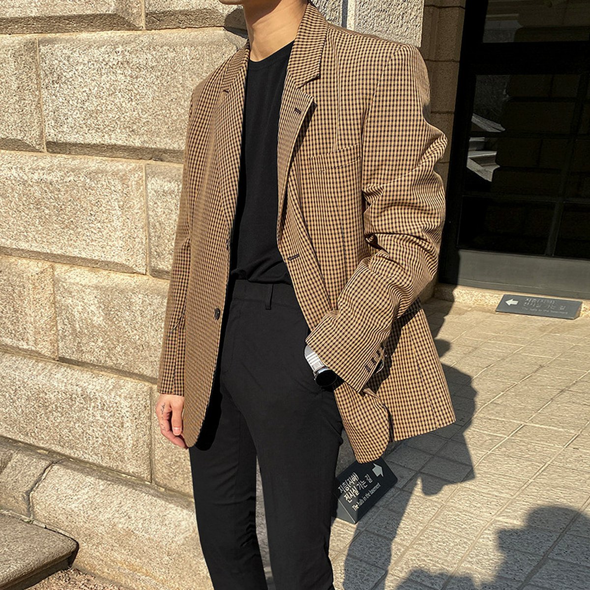 Men's Mrcyc Youth Plaid Blazer Handsome Casual Suit