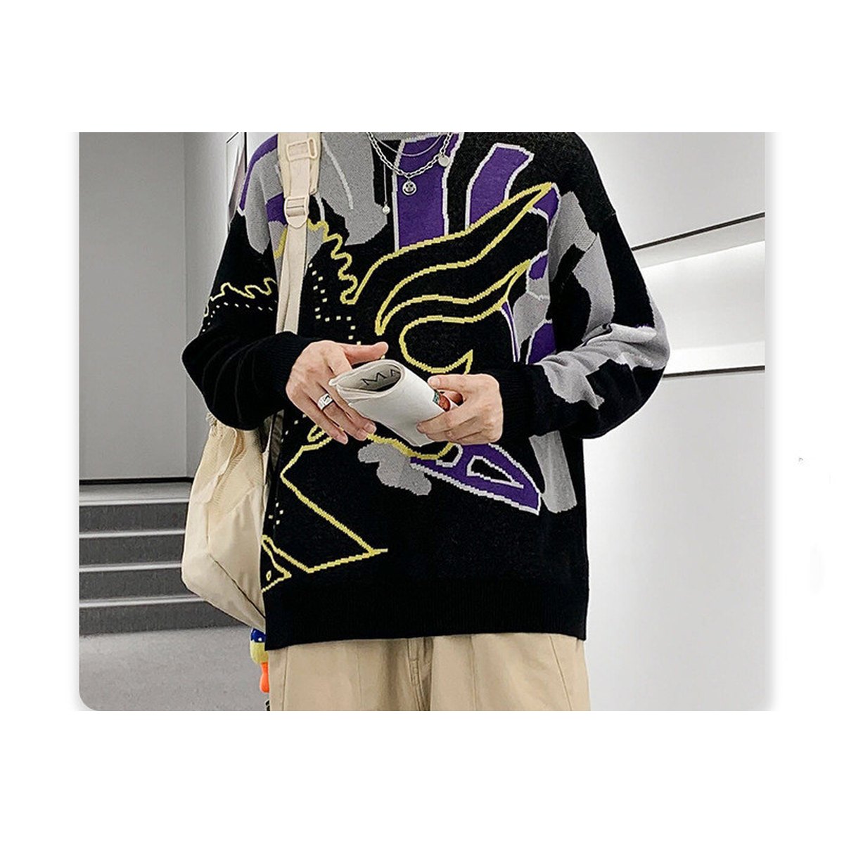 Men's Oversized Patterned Sweater