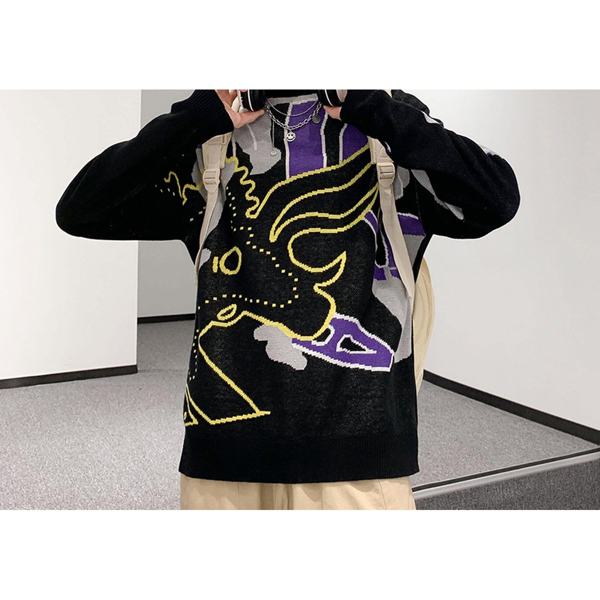 Men's Oversized Patterned Sweater