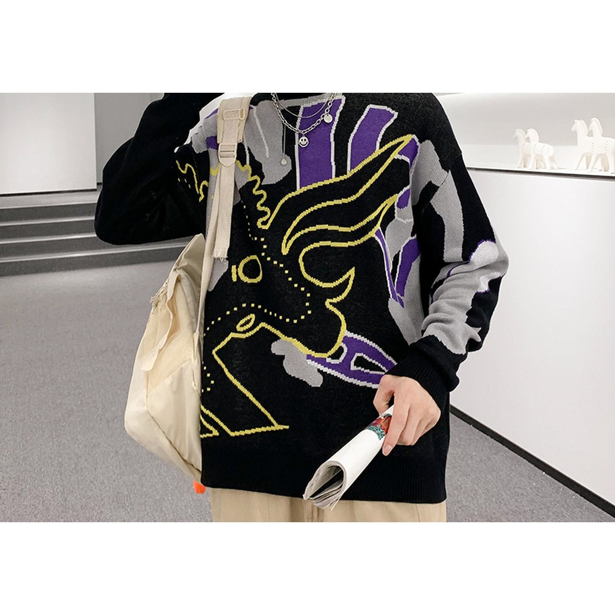 Men's Oversized Patterned Sweater