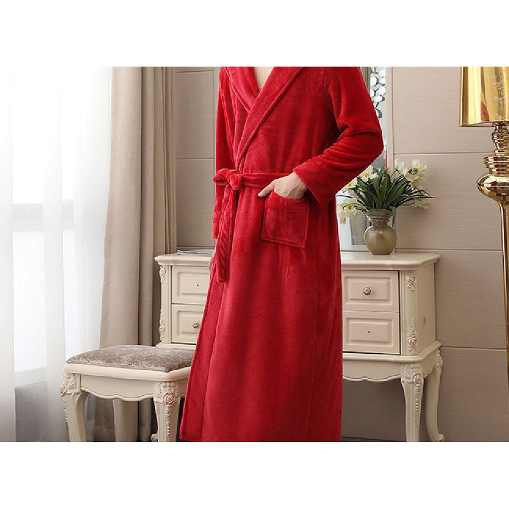 Men's Plus Fat Coral Velvet Bathrobe Pajamas