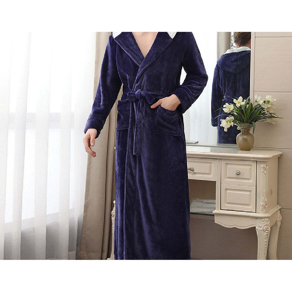 Men's Plus Fat Coral Velvet Bathrobe Pajamas