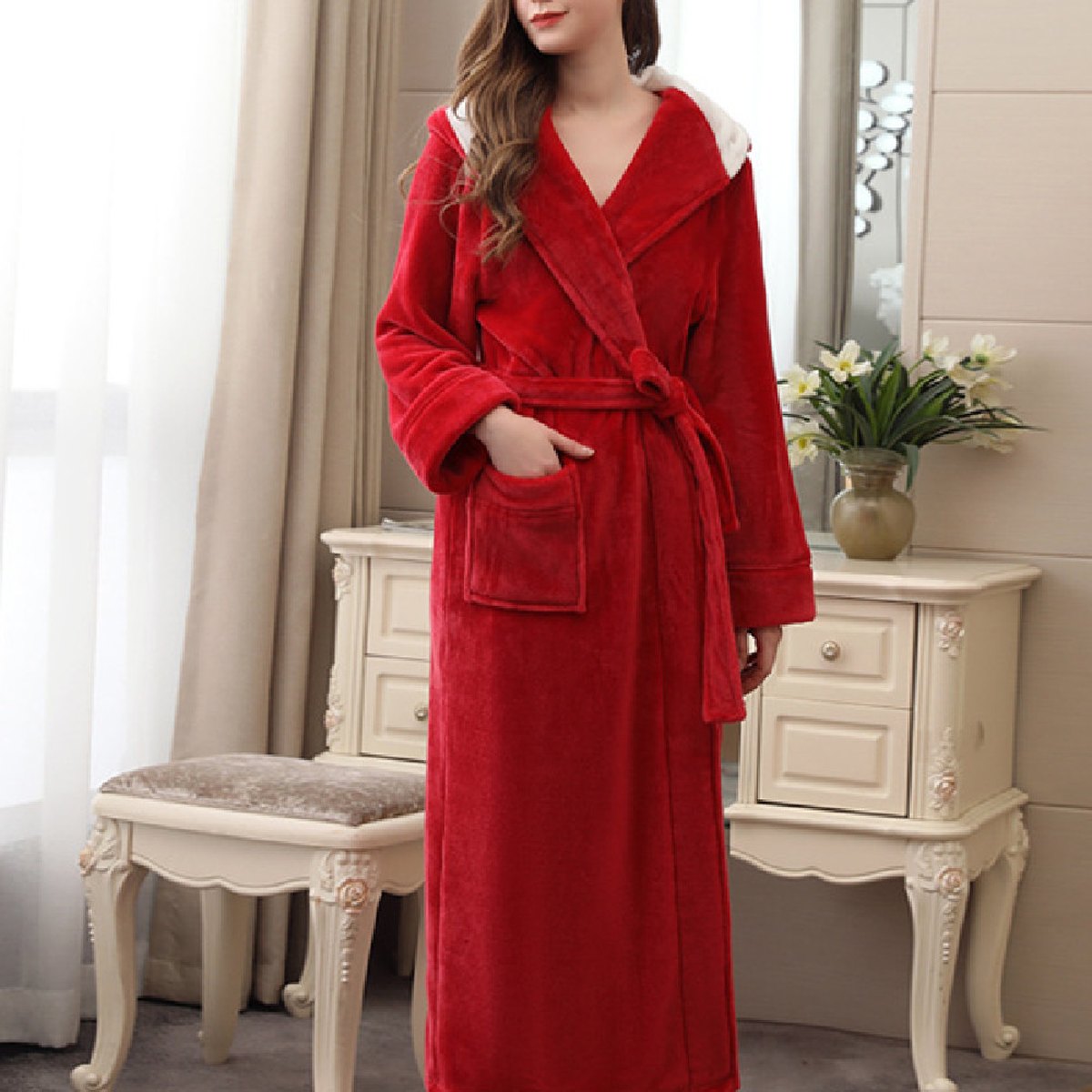 Men's Plus Fat Coral Velvet Bathrobe Pajamas