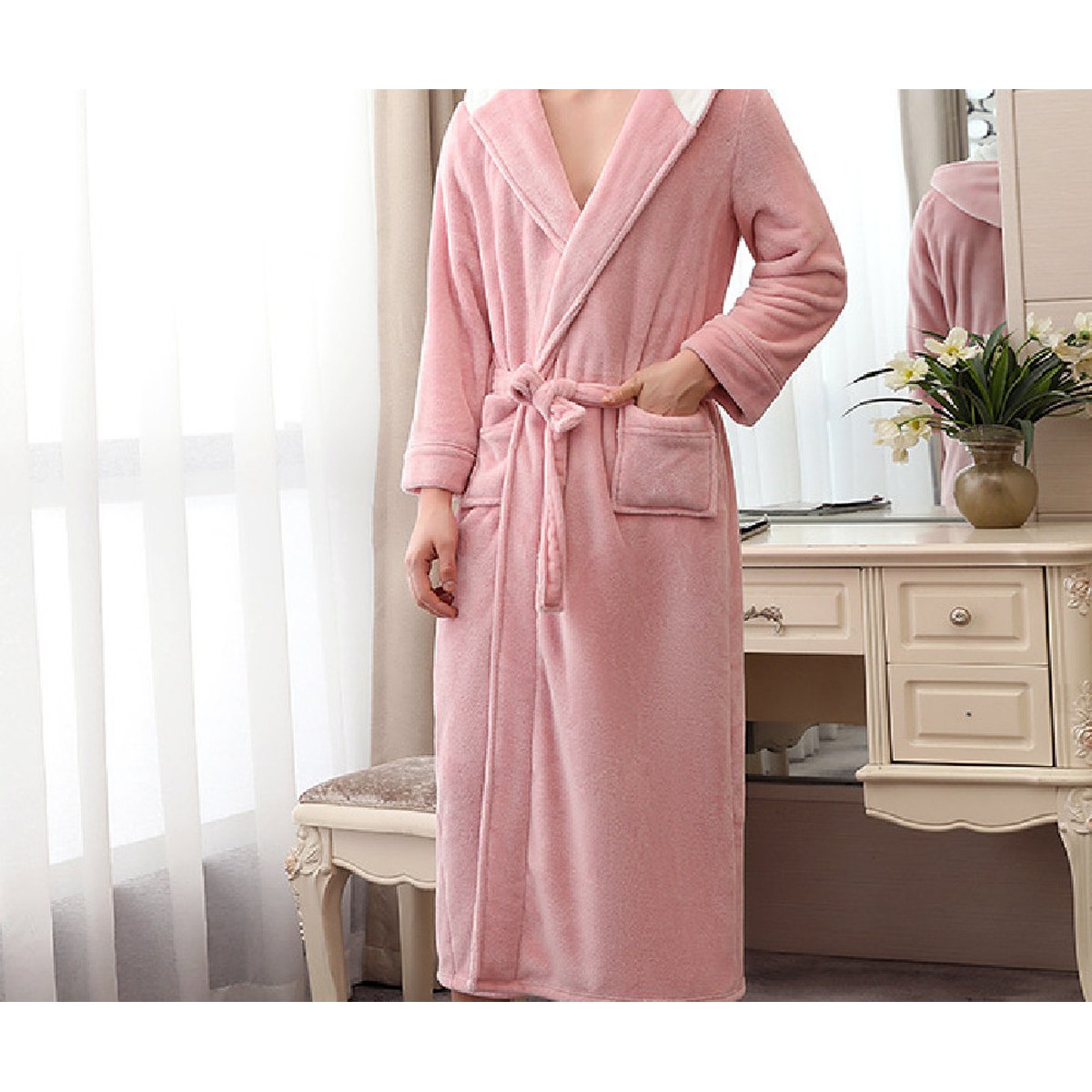 Men's Plus Fat Coral Velvet Bathrobe Pajamas