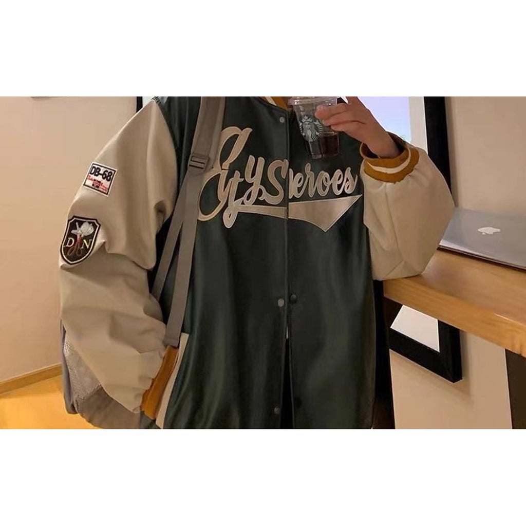 Men's PU Leather Baseball Jacket