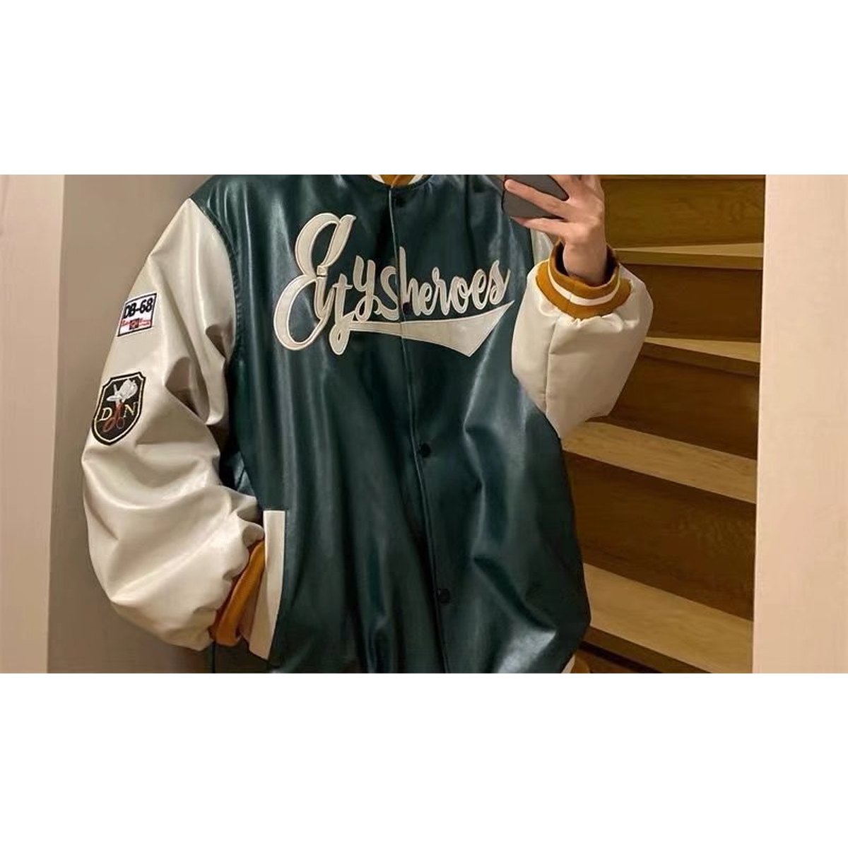 Men's PU Leather Baseball Jacket