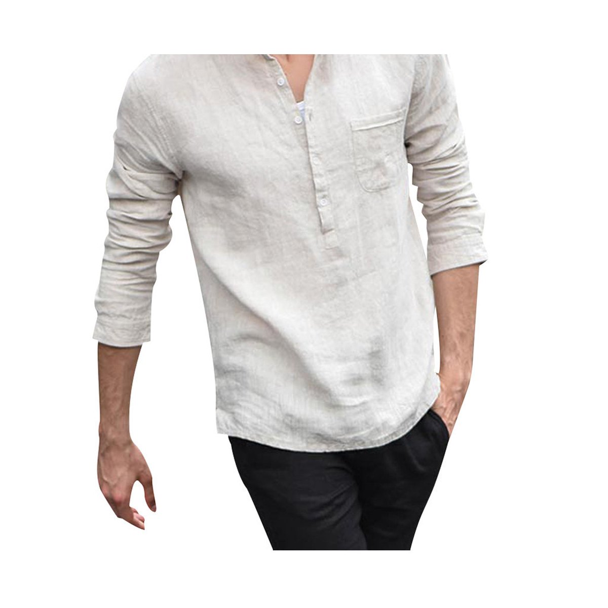 Men's Vintage White Shirt Button Linen Shirts