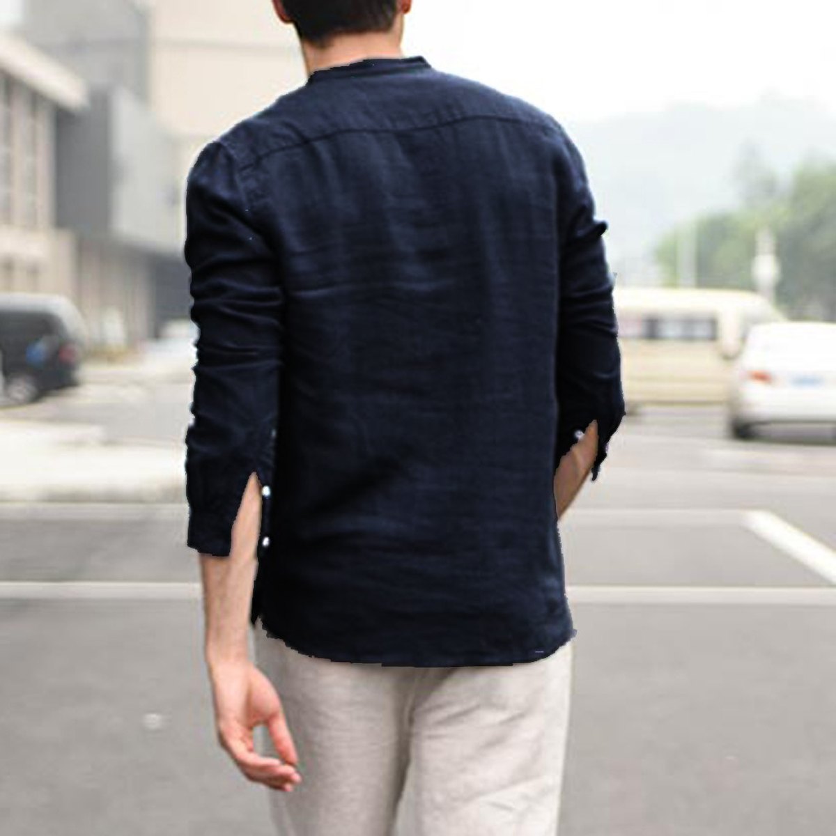 Men's Vintage White Shirt Button Linen Shirts