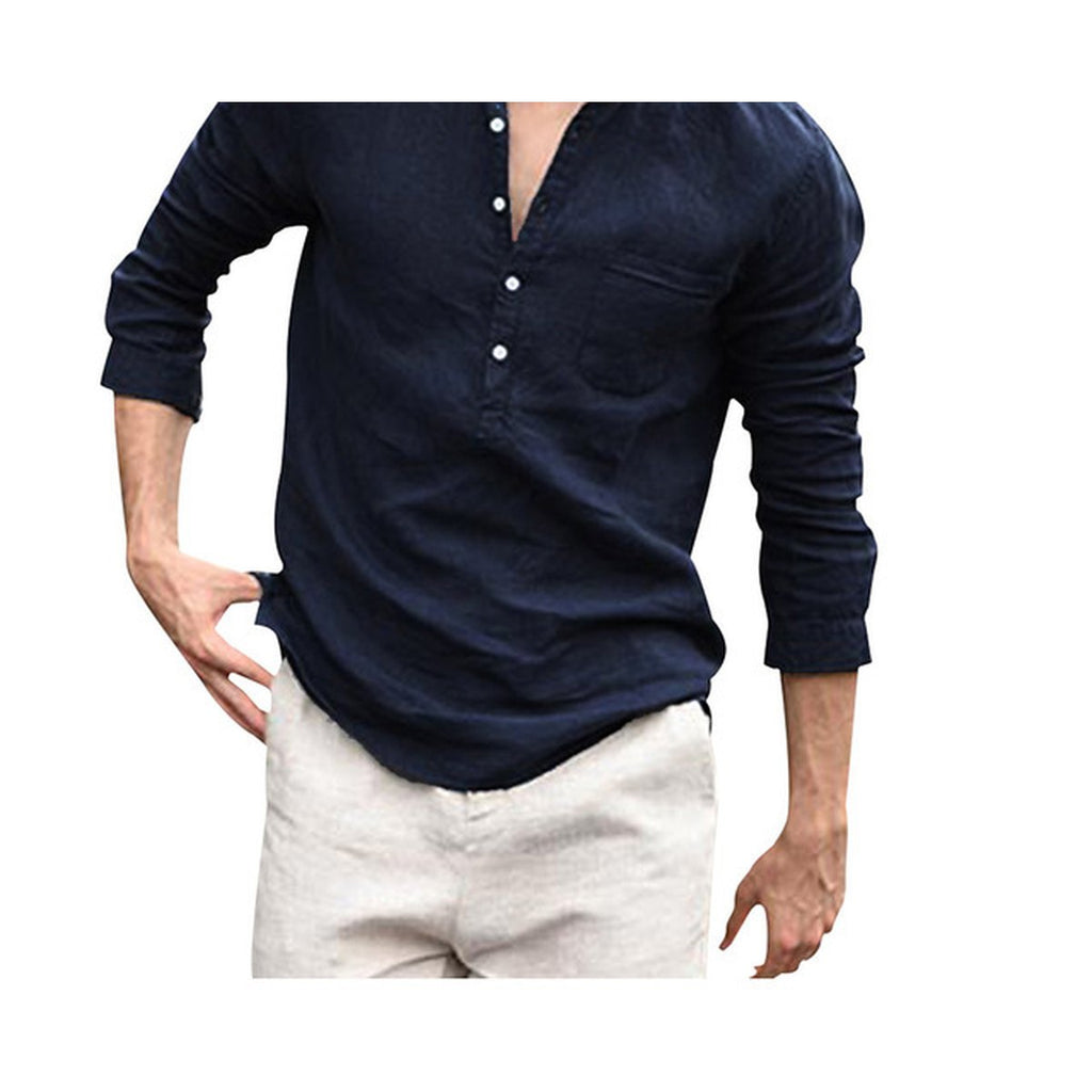 Men's Vintage White Shirt Button Linen Shirts