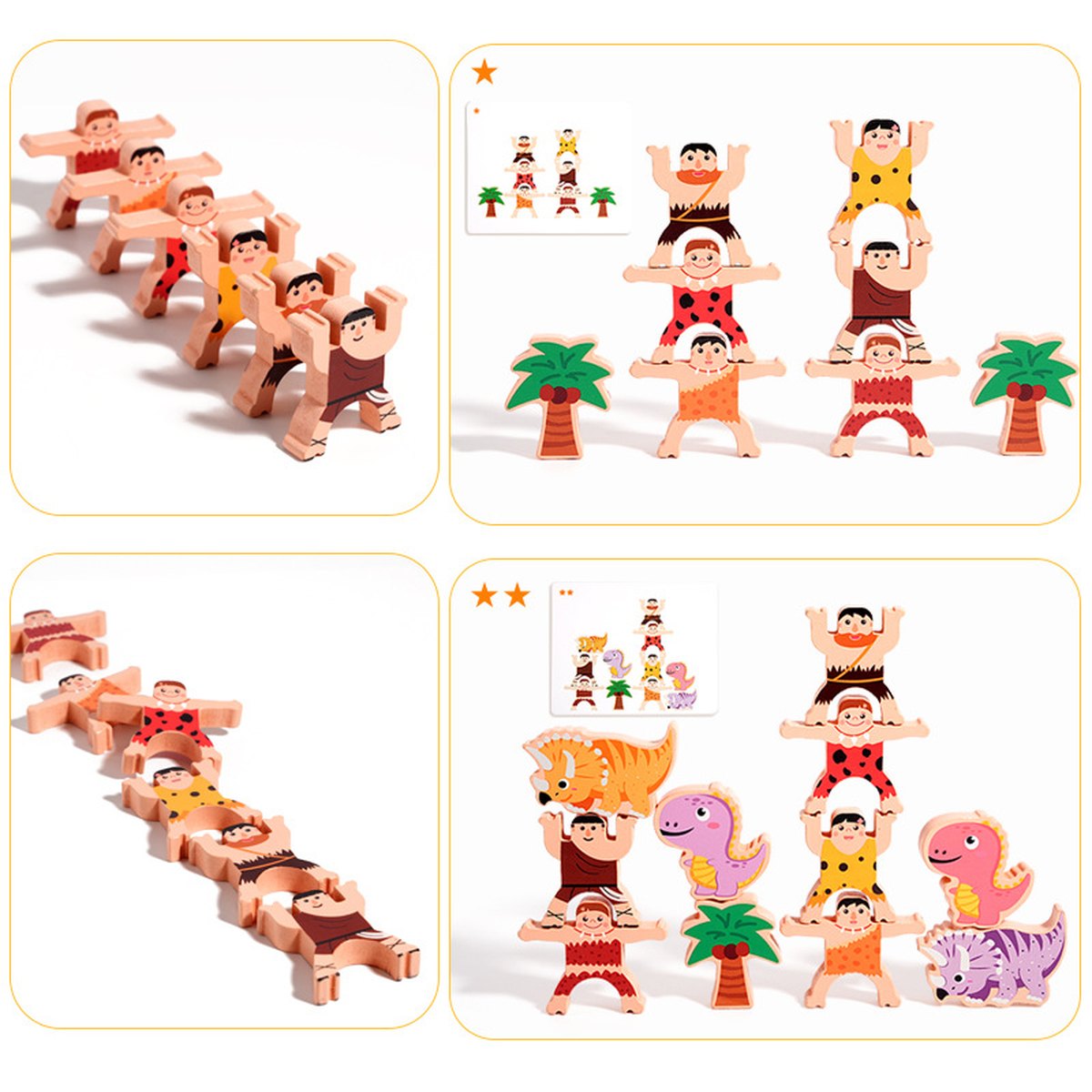 Primitive Man Dinosaur Balance Block Stacking Game