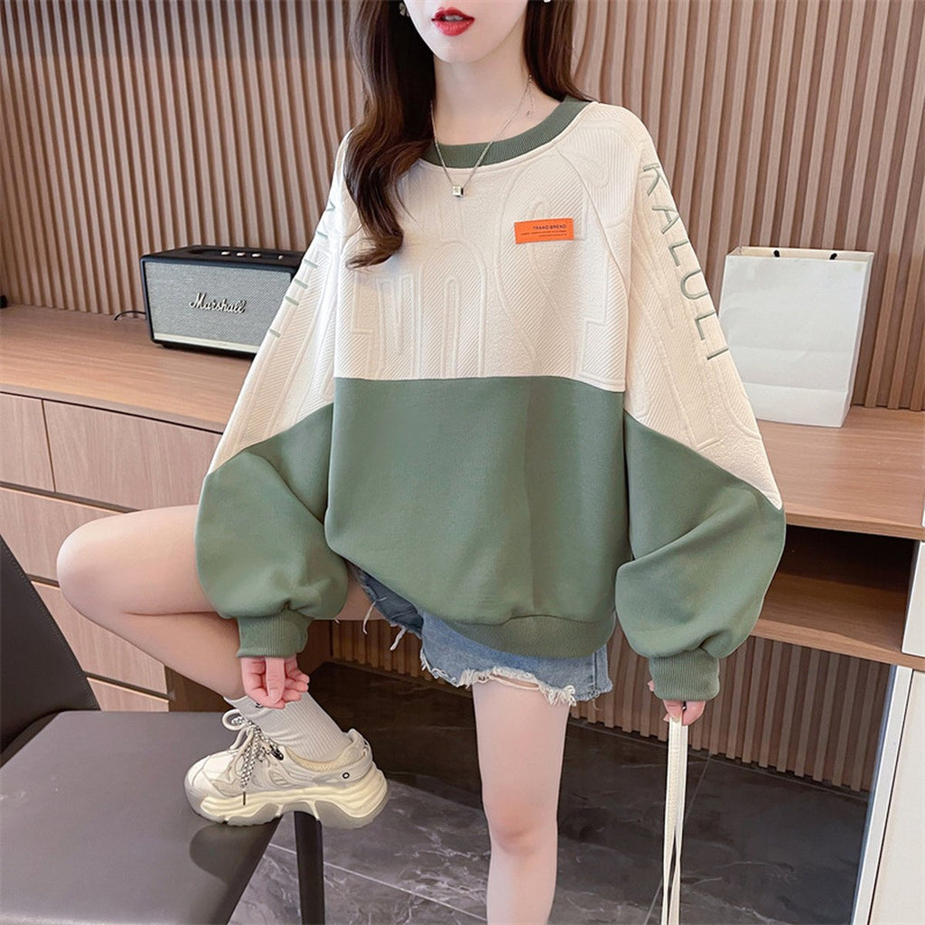 Women's American Retro Contrast Color Sweatshirt