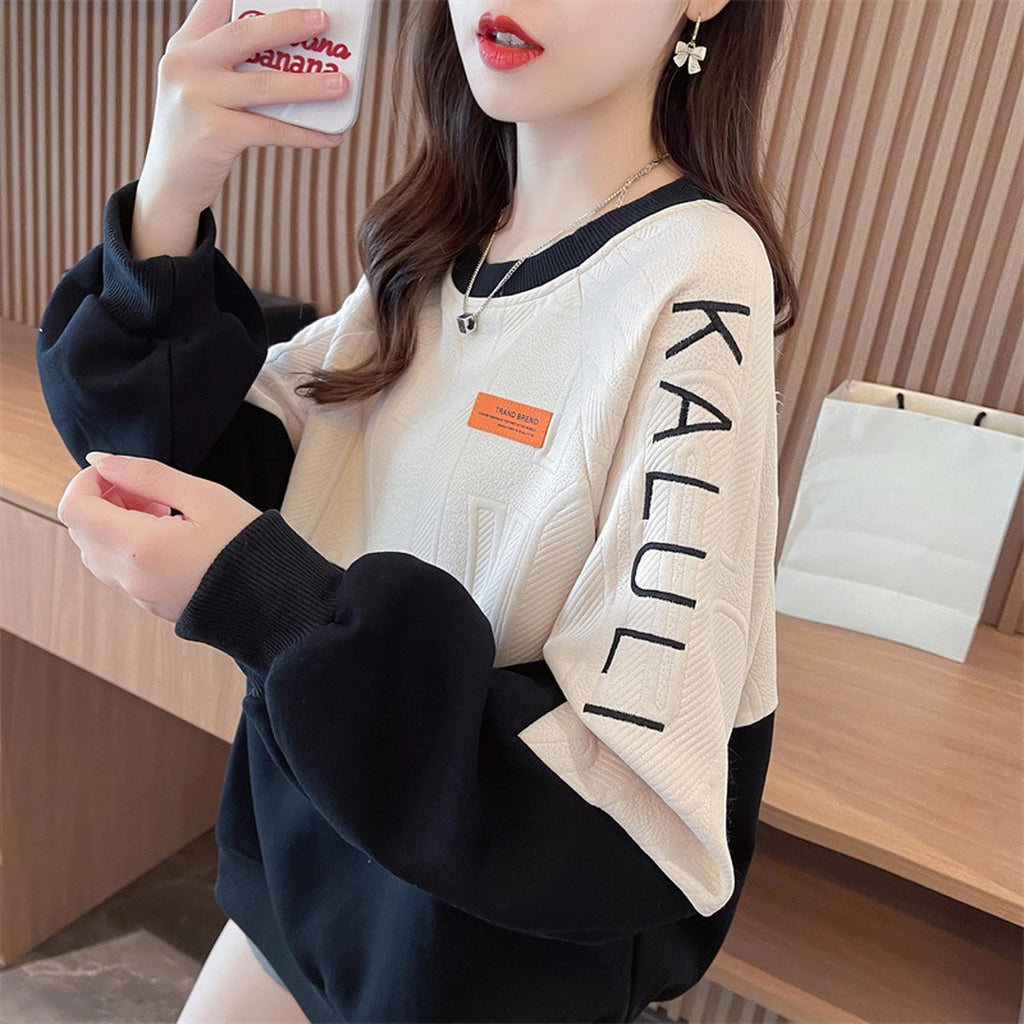 Women's American Retro Contrast Color Sweatshirt