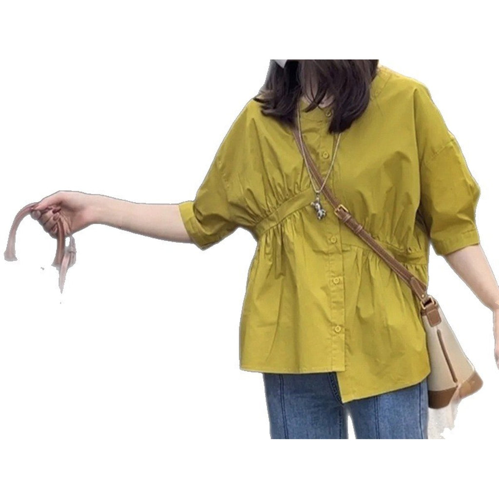Women's Asymmetrical Pleated Blouse