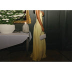 Women's Backless V-neck Satin Maxi Dress