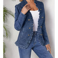 Women's Cinched-waist Ruffled Denim Jacket