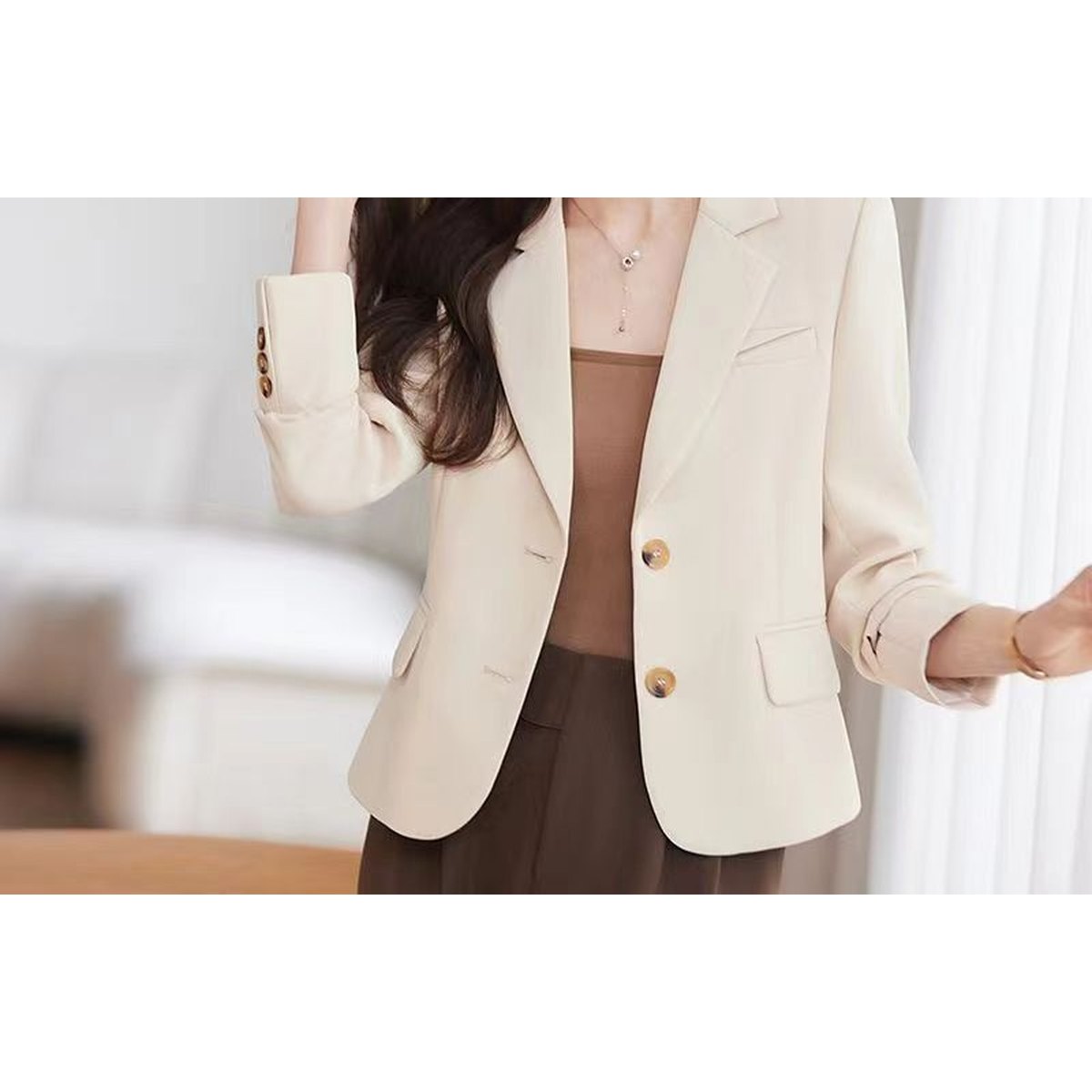 Women's Coffee Colored Short Blazer