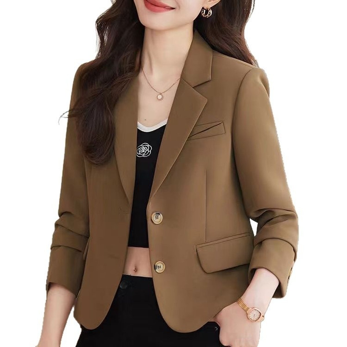 Women's Coffee Colored Short Blazer