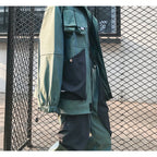 Women's Color Block Jacket Baseball Uniform Loose