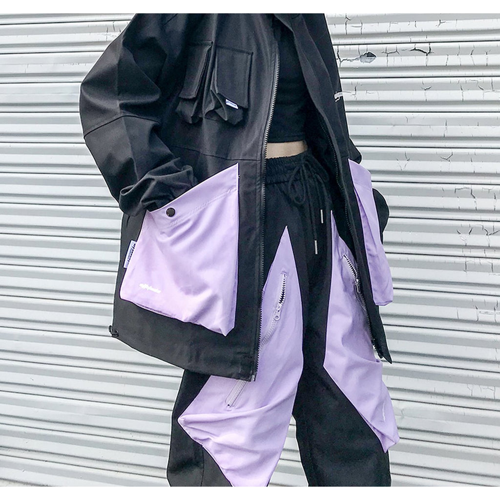 Women's Color Block Jacket Baseball Uniform Loose