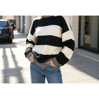 Women's Color-block Striped Pullover Knit Top