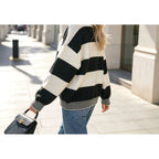 Women's Color-block Striped Pullover Knit Top