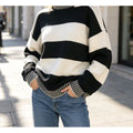 Women's Color-block Striped Pullover Knit Top