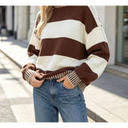 Women's Color-block Striped Pullover Knit Top