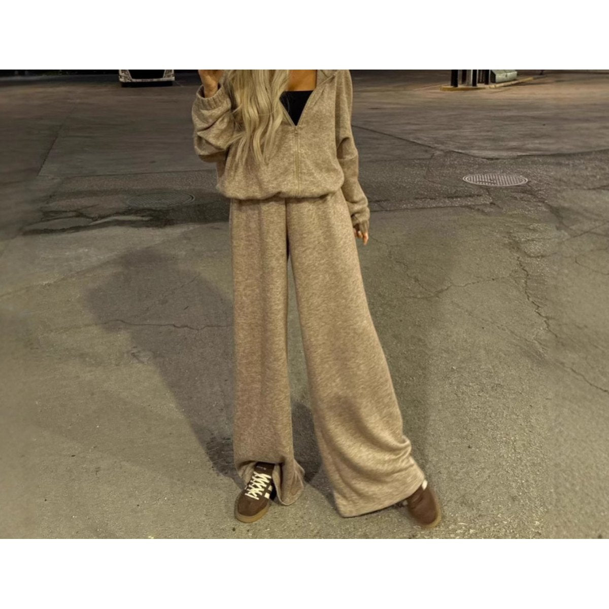 Women's Elastic Trousers Two-piece Set