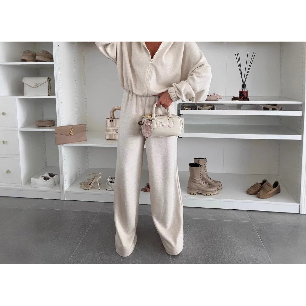 Women's Elastic Trousers Two-piece Set