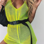Women's Fluorescent Green Mesh Jumpsuit