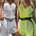 Women's Fluorescent Green Mesh Jumpsuit