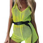 Women's Fluorescent Green Mesh Jumpsuit