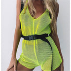 Women's Fluorescent Green Mesh Jumpsuit