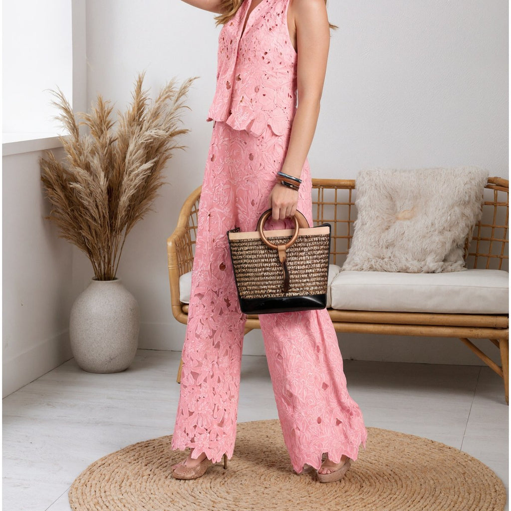 Women's Hollow Lace Pants Two-piece Set