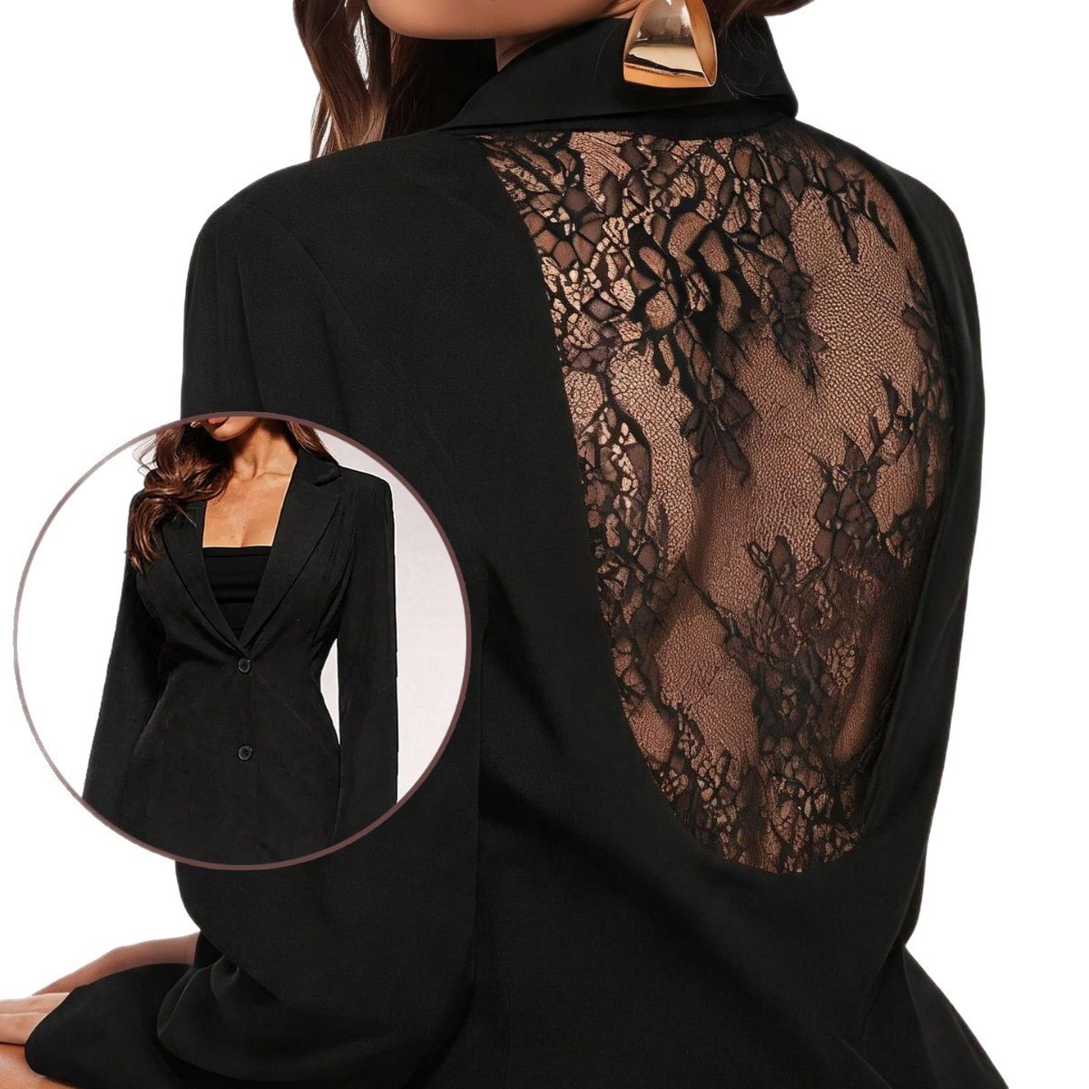 Women's Lace Backless Designer Blazer