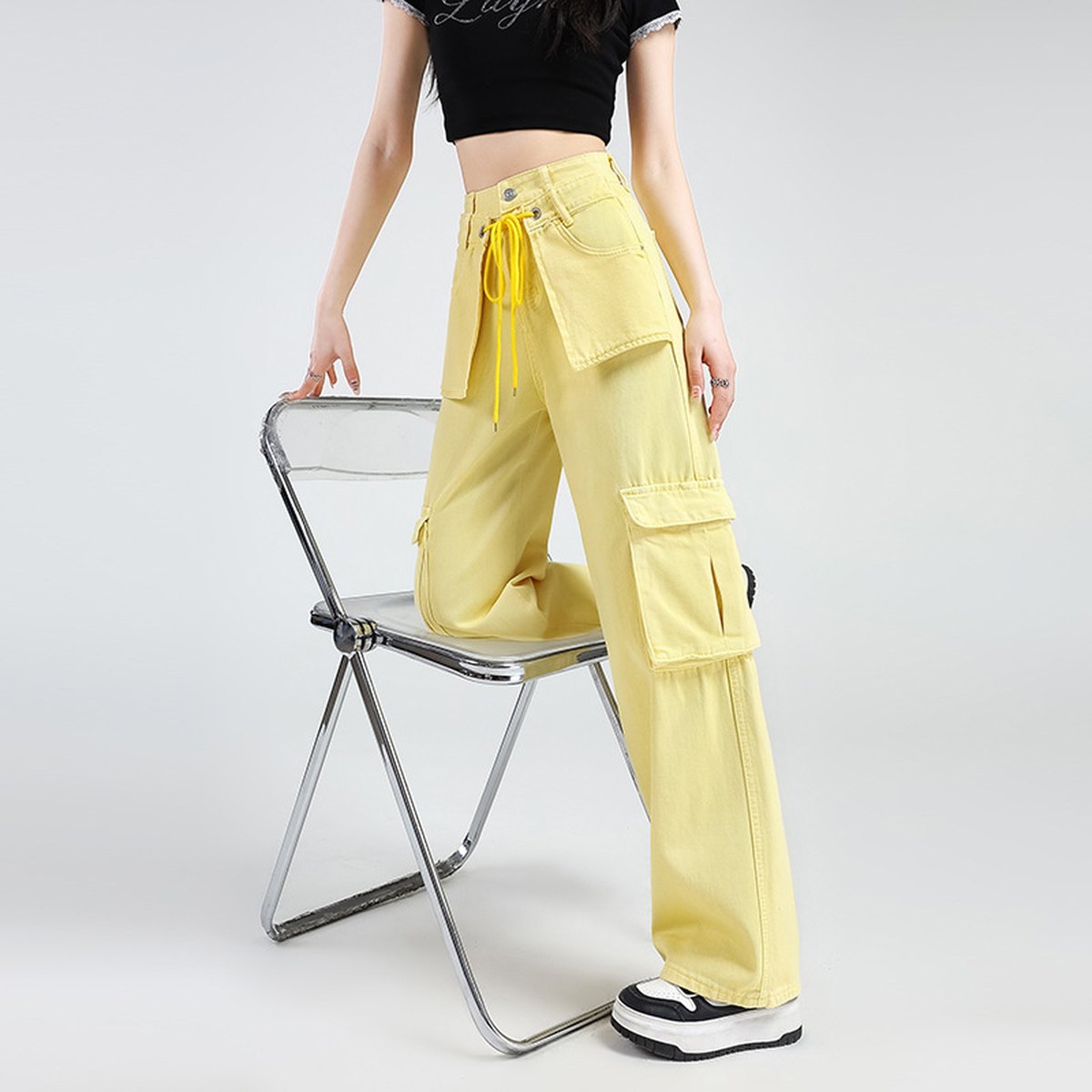 Women's Lemon Yellow Overalls Jeans