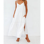 Women's Polyester Carbell Maxi Dress White