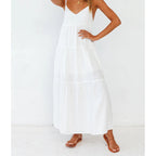 Women's Polyester Carbell Maxi Dress White