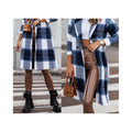 Women's Printed Mid-length Plaid Wool Coat