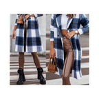 Women's Printed Mid-length Plaid Wool Coat