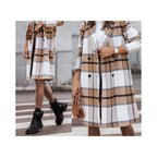 Women's Printed Mid-length Plaid Wool Coat