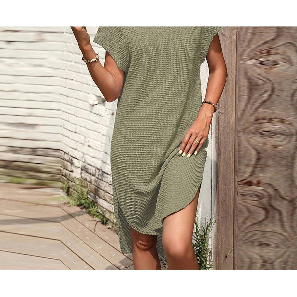 Women's Pure Color Split Midi Dress