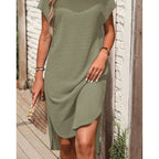 Women's Pure Color Split Midi Dress
