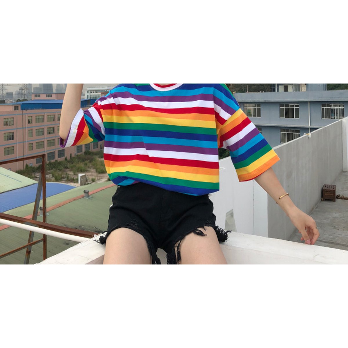 Women's Rainbow Striped T-Shirt